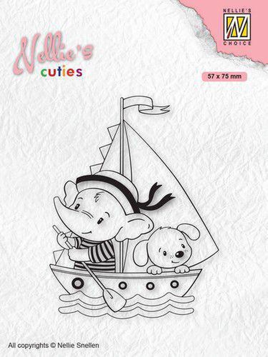 NCCS010 Clearstamp Nellie Snellen - Nellies Cuties stempel - Young sailors - baby kind boot zeilboot jongens